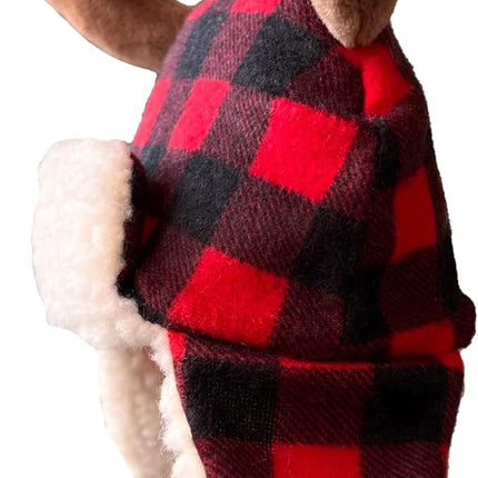 Huxley & Kent Pet Hat | Antler Buffalo Check (Medium) | Festive Christmas Holiday Accessory for Dogs/Cats | Holiday Pet Hat | SnugFit Sliding Toggles for Best Fit