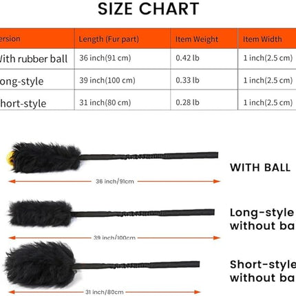 HOWGO Dog Rope,Dog Bungee Chaser 100% Sheepskin,Sheep Smell Tug for All Breeds(Black, Long Without Ball 2Pack)