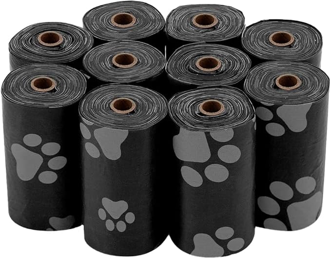 Best Pet Supplies Dog Poop Bags (240 Bags) for Waste Refuse Cleanup, Doggy Roll Replacements for Outdoor Puppy Walking and Travel, Leak Proof and Tear Resistant, Thick Plastic - Black