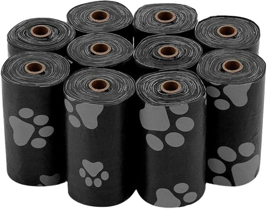 Best Pet Supplies Dog Poop Bags (240 Bags) for Waste Refuse Cleanup, Doggy Roll Replacements for Outdoor Puppy Walking and Travel, Leak Proof and Tear Resistant, Thick Plastic - Black