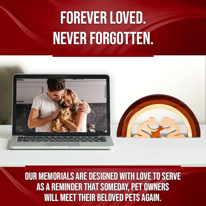 Capti Rainbow Bridge Cat Memorial Gifts, Loss of Cat Sympathy Gift - I'll Meet You at The Rainbow Bridge - Pet Loss Gifts, Bereavement, Sympathy Keepsake for Loss of Pet (Cat and Family)