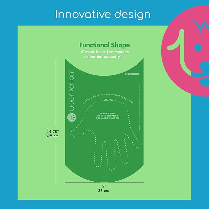 Woofpanion Improved Dog Poop Bags - Extra Strong Leak Proof Waste Bags Made from Recycled Plastic Unscented Refill Rolls for Easy Cleanup 8 rolls | 120 bags