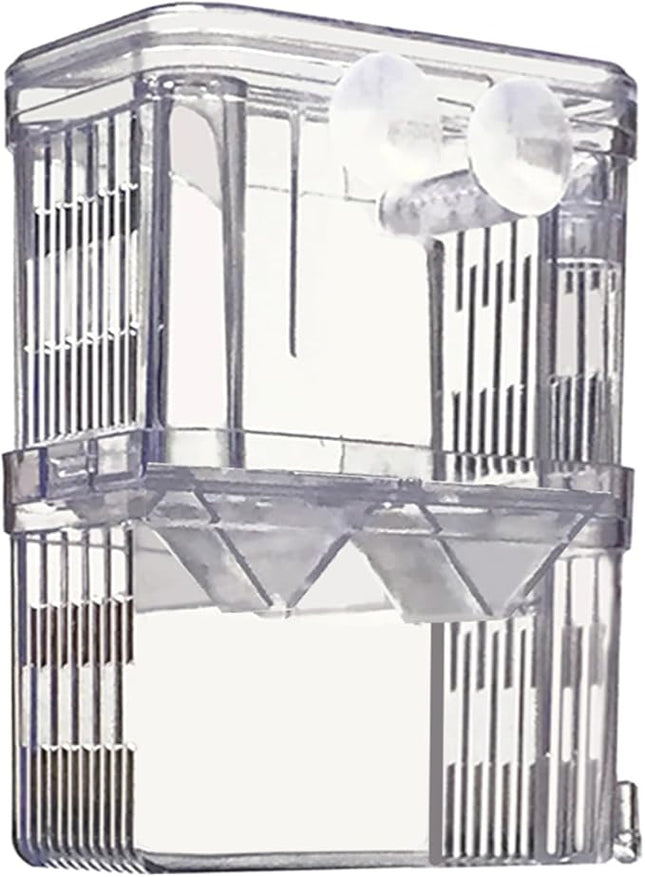 in-Tank Aquarium Breeder Box for Fish Tank, Breeding Incubator for Small Fish Hatchery, Acrylic Divider for Shrimp Clownfish Aggressive and Injured Fish, Can Connect Air Pump (Small)