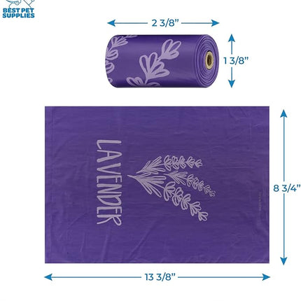 Best Pet Supplies Dog Poop Bag Holder Leash Attachment with 30 Bags, Reusable Dispenser for Travel, Walking, Park, and Outdoor Use, Durable with Clip-On - Purple, Pack of 2