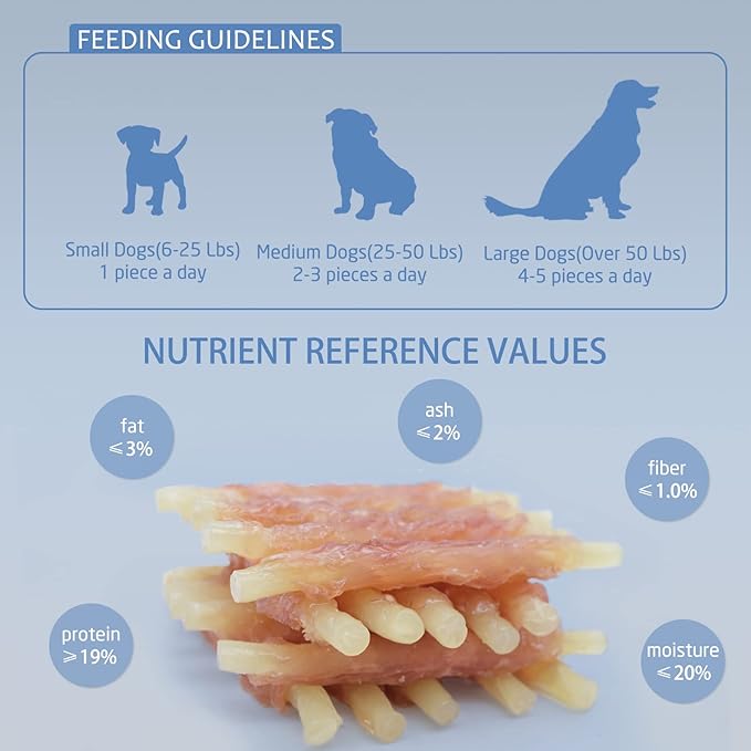 ASMPET Dog Treats Chews, Chicken Wrapped Cod Sticks, Rawhide Free & Grain Free Dog Snacks for Training Rewards (16 pcs,10.6 oz)