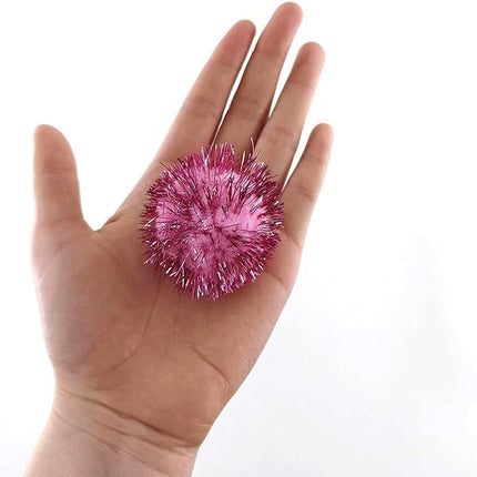 20 Pcs Assorted Color Flash Ball Cat's Favorite Toy Ball Tinsel Pom Poms Flash.