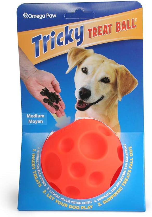 Omega Paw Authentic Tricky Treat Ball - Medium,Orange