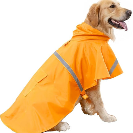 HAPEE Dog Raincoats with Reflective Strip Hoodie,Poncho Jacket for Large Dogs fit Golden Retriever Doodle (E5-Yellow River, 20B (30-55 lbs))