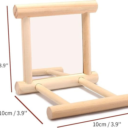 Bird Mirror Parakeet Mirror Perch Stand Wooden Swing Mirror Toy Cage Accessories for Parrots Budgies Parakeets Cockatiels Lovebirds Finches