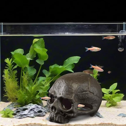 Carefree Fish Aquarium Ceramic Skull Decoration Fish Tank Head Skeleton Aquarium Decorative Cave Landscape Pet Reptile House