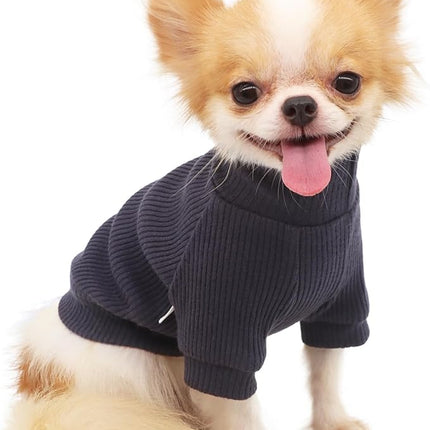 LOPHIPETS Small Dog Turtleneck Sweaters for Teacup Chihuahua Yorkie Puppy Cat Clothes-Dark Gray/S