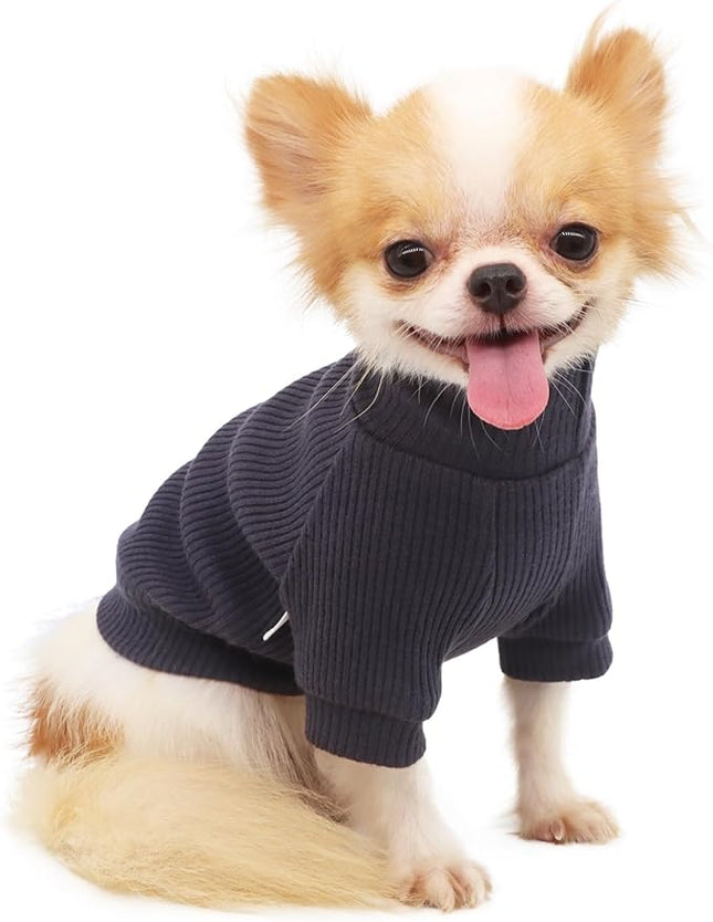 LOPHIPETS Small Dog Turtleneck Sweaters for Teacup Chihuahua Yorkie Puppy Cat Clothes-Dark Gray/S