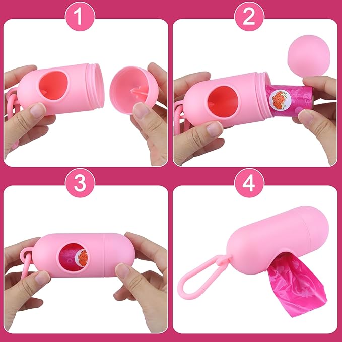 Dog Poop Bags 300 Count, Leak Proof & Scented Waste Bags for Dog Walking, Park/Backyard Cleanup - Eco Friendly Poop Bags for Small/Medium/Large Dogs (Pink)