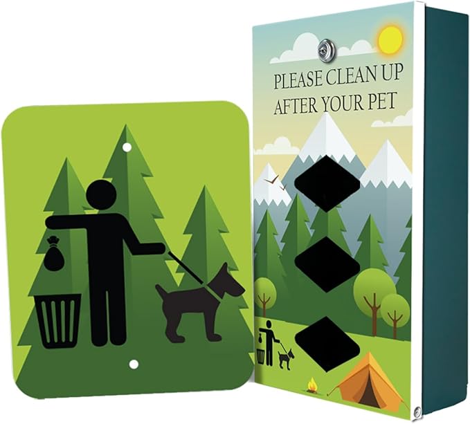 Dispense-Art™ Collection Camp - Custom UV Printed Design on Rust-Proof Aluminum Starter Dog Waste Station/roll Bag System - Includes 400 Dog Waste Bags & 10x12 Sign