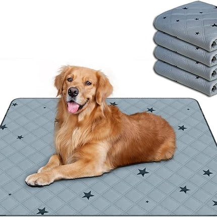 RIOUSSI Washable Pee Pads for Dogs, Reusable, Absorbent, Leakproof, Non Slip Pet Puppy Pads for Potty Training. Gray Stars, 31x36 Inch(4pack)