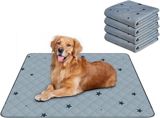 RIOUSSI Washable Pee Pads for Dogs, Reusable, Absorbent, Leakproof, Non Slip Pet Puppy Pads for Potty Training. Gray Stars, 24x47 Inch(4pack)