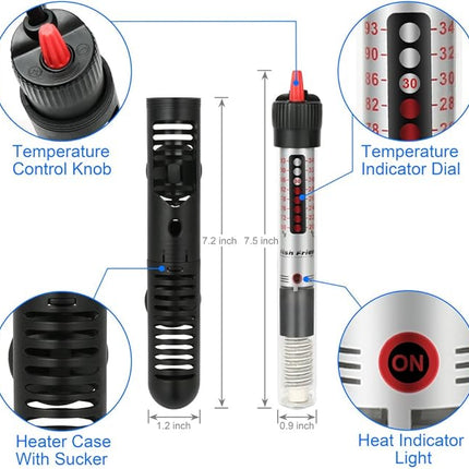 Submersible 50W Aquarium Heater Adjustable Fish Tank Heater 50 Watt