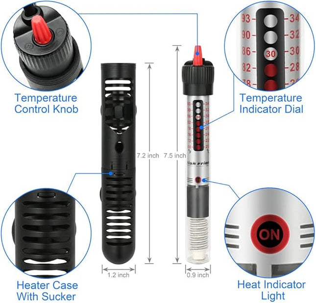 Submersible 50W Aquarium Heater Adjustable Fish Tank Heater 50 Watt