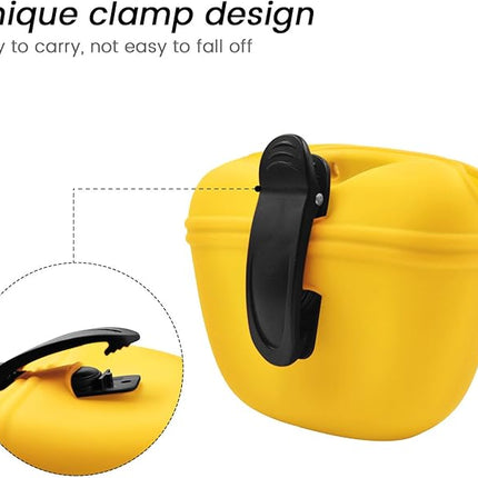 AUDWUD Silicone Dog Treat Pouch,with Dog Training Clicker,Clip on Portable Training Container,Convenient Magnetic Buckle Closing and Upgraded Waist Clip for Enhanced Stability