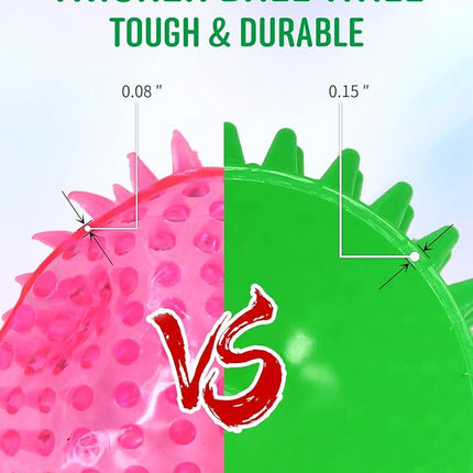 4.5” Heavy Duty Squeaky Dog Balls for Medium Large Dogs, Dog Toys for Aggressive Chewers, Spike Ball Toys for Clean Teeth and Training(2 Pack) (4.5" 4apck)