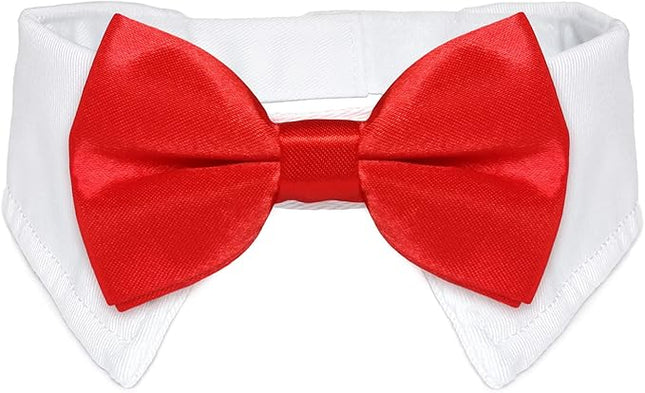 Dog Bowtie, KOOLMOX Tux Dog Collar for Weddings with Handcrafted Adjustable White Collar and Black Tie, Classic Neck Tie for Small to Medium Dogs Cats Puppies Valentine's Costumes