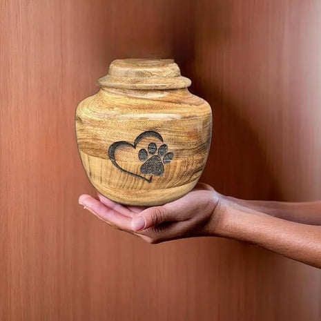 Wooden Urn for Dog Wooden Pet urn Cremation Urn for pet Urns for Dogs Ashes Wooden Pet Urn Box Small Wooden urn (Large (8" Hx7 Diameter)(130Cu/In))