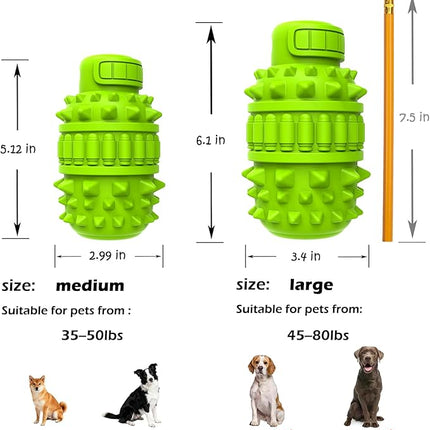 PIFFZEDO Dog Toys for Aggressive Chewers,Interactive Natural Rubber Chew & Squeaky Toy for Large Medium Breed,Dog Toothbrush,Tough & Durable (Green,Large)