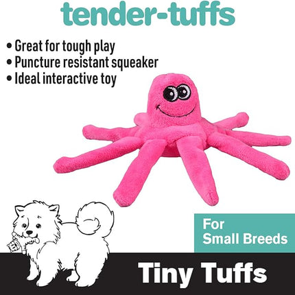 SmartPetLove Snuggle Puppy Tender-Tuffs Small Dog Toys - Pink Plush Octopus Dog Toy for Small Breeds with Puncture Resistant Squeaker