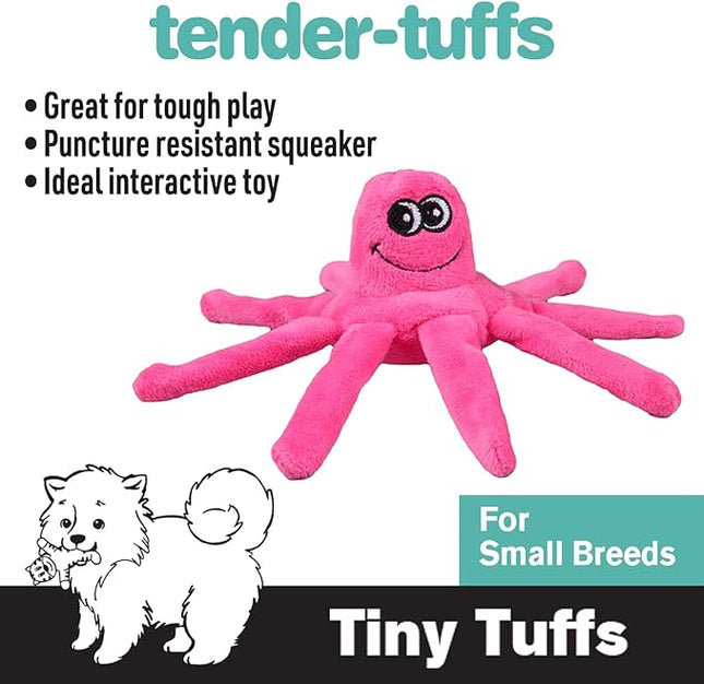 SmartPetLove Snuggle Puppy Tender-Tuffs Small Dog Toys - Pink Plush Octopus Dog Toy for Small Breeds with Puncture Resistant Squeaker