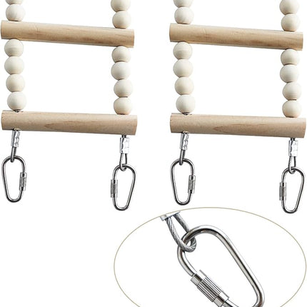 Bird Ladder Bridge, Wooden Pet Hamster Climbing & Swing Toys, Cage Accessories for Birds Rats Parrots Hamster Squirrel Sugar Gliders Parakeets Cockatiels - 28 Steps - 61.8 x 3.14 Inch