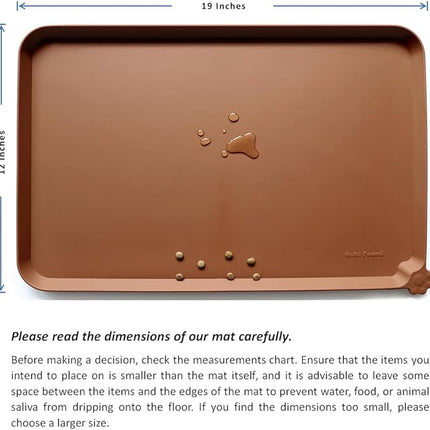 Hoki Found Silicone Pet Food Tray - Non Slip Pet Dog Bowl Mats - Cat Waterproof Mat for Carpet - Caramel