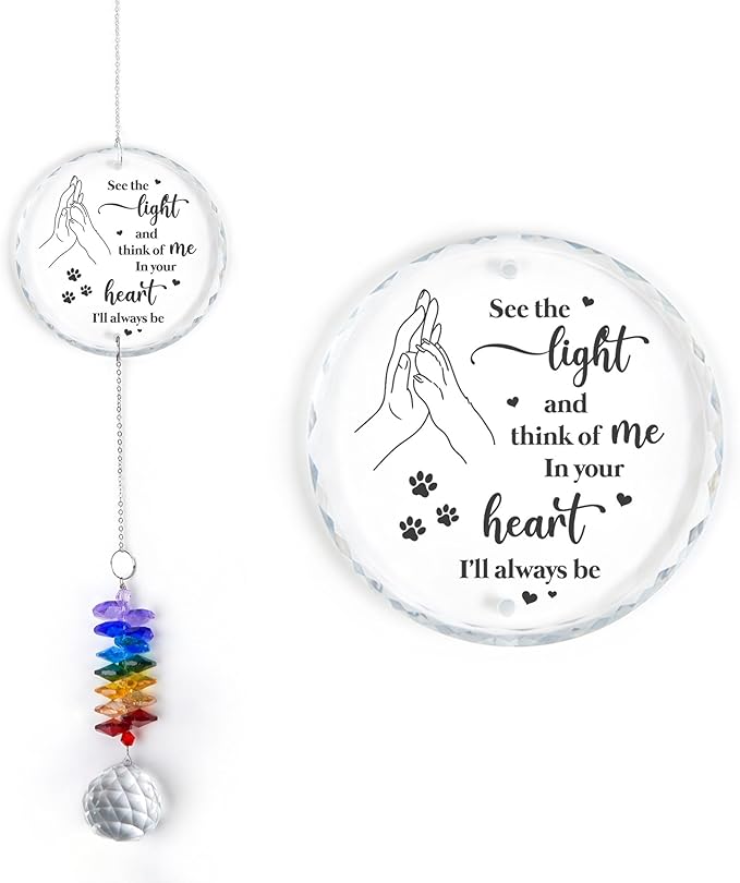 Pet Memorial Suncatcher - Dog Cat Loss Sympathy Gift - Rainbow Crystal Prism - Bereavement Keepsake - Pet Lover Gift - Daily Remembrance - Suncatcher Ornament