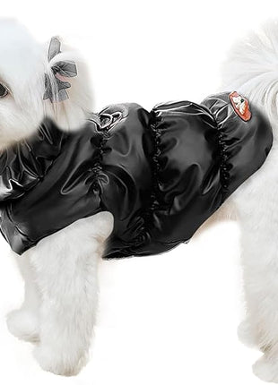 Winter Warm Dog Jacket for Small Medium Dogs Cat Cold Weather Coats with Harness Paded Dogs Fleece Vest Waterproof Windproof Dog Snow Jacket Pet Puppy Clothes (Black,L)