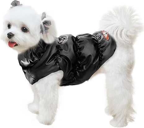 Winter Warm Dog Jacket for Small Medium Dogs Cat Cold Weather Coats with Harness Paded Dogs Fleece Vest Waterproof Windproof Dog Snow Jacket Pet Puppy Clothes (Black,L)