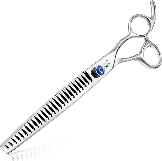 JASON 8" 26 Tooth Chunkers Shears for Dogs Ergonomic Cats Grooming Scissors Texturizing Blending Thinning Shear Pets Trimming Kit with Offset Handle Sharp Comfortable Scissor