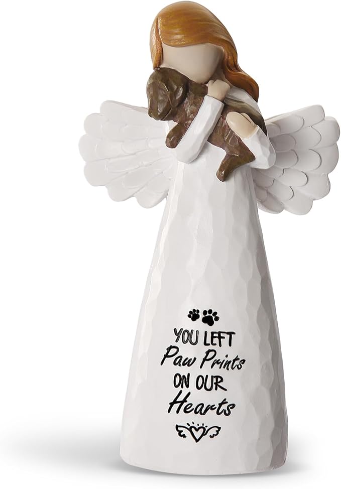 Pet Memorial Gifts for Dogs - Dog Bereavement Sympathy Gift, Loss of Dog Remembrance Keepsake with “You Left Paw Prints on Our Hearts”, Ideal for Rainbow Bridge & Pet Loss Memorial(White)