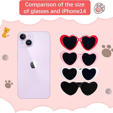 Pibupibu Retro Heart Small Dogs Cats Eye Wear Party Favors Pet Sunglasses Set Cute Funny Cosplay Dolls Costume Photo Props