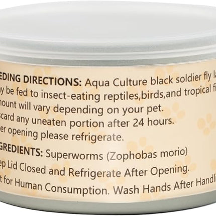 6 Pack Canned Superworms for Reptiles, Fish, Birds and Small Animals, Super Worms, Healthy High Protein Treat for Reptile Bird Fish Food 7.2 Ounces Total