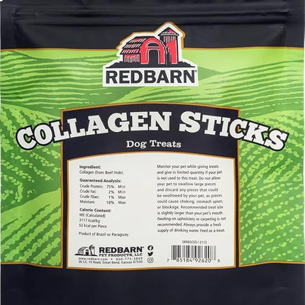 Redbarn Pet Products All-Natural Small 6" Beef Collagen Sticks for Dogs - Long Lasting Low-Odor Alternative to Traditional Rawhide & Bully Sticks - Supports Healthy Joints, Skin, & Coat - 5 Pack