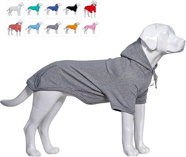 Lovelonglong Blank Basic Hoodie Sweatshirt for Dogs 100% Cotton Fits Small Medium Dachshund Large Dog Gray XS