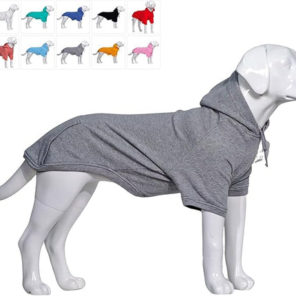 Lovelonglong Blank Basic Hoodie Sweatshirt for Dogs 100% Cotton Fits Small Medium Dachshund Large Dog Gray L