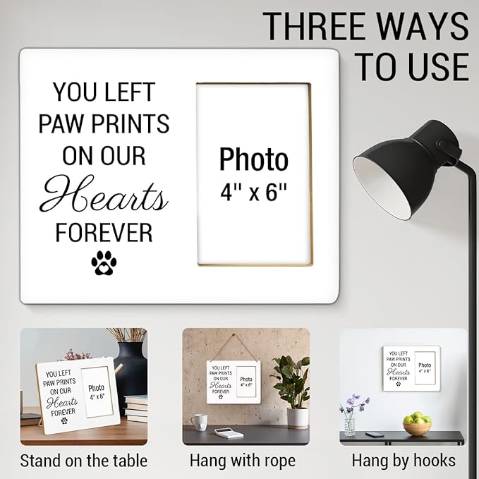 Pet Memorial Gift Picture Frame, Dog Memorial Gifts for Loss of Dog, Sympathy Gifts for Dogs, Cat Pet Bereavement Remembrance Gift Wood Photo Frames, 4 x 6 Inch Photo