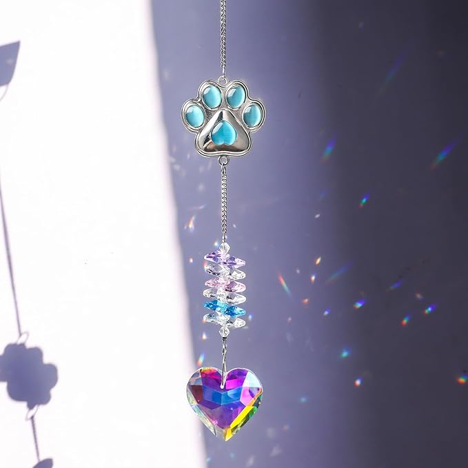 Pet Memorial Suncatcher,Dog Memorial Gifts for Loss of Dog,Cats Remembrance,Pet Loss Sympathy Gift,Bereavement Gifts(Blue)