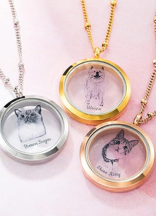 callie Personalized Pet Fur Memorial Necklace - Custom Name, Dog Cat Hair Ashes Storage Glass Necklace, Birthday Memory Jewelry Gifts for Women Pet Lovers