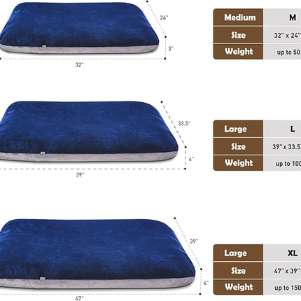 Magic Dog Super Soft Medium Dog Bed, 32 Inches Orthopedic Foam Pet Beds with Anti Slip Bottom, Dog Sleeping Mattress with Removable and Washable Cover, Blue M,32'' X 24'' X 3''