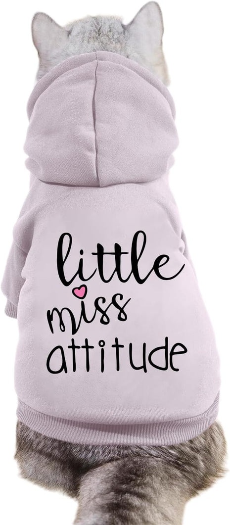 Cat Hoodies for Cats Puppy Pet Clothes Cat Apparel Little Miss Attitude Print Dog Hoodie for Small Medium Dogs Outfits for Kittens(Purple,S)