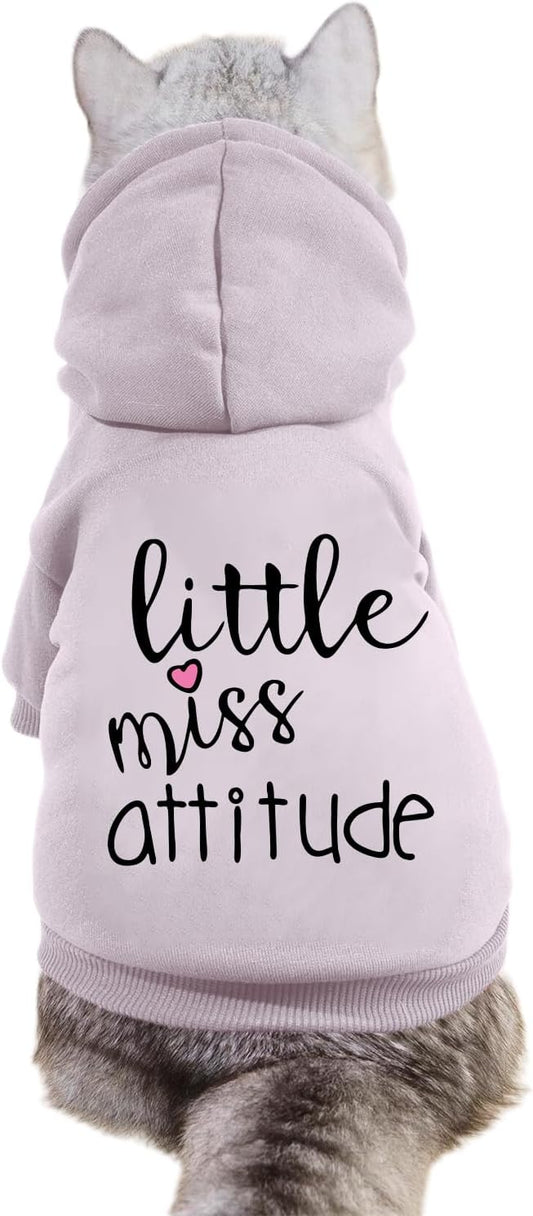Cat Hoodies for Cats Puppy Pet Clothes Cat Apparel Little Miss Attitude Print Dog Hoodie for Small Medium Dogs Outfits for Kittens(Purple,L)