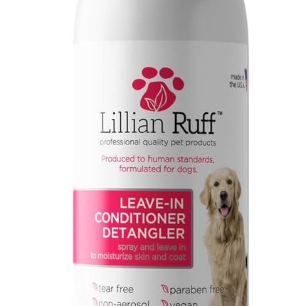 Lillian Ruff Leave-in Dog Conditioner & Detangler Spray - pH Balanced After-Bath No Rinse Hydrating Dog Conditioning Spray - Silky Shine Spray for Dry Skin, Itch Relief, Detangling & Dematting (8oz)