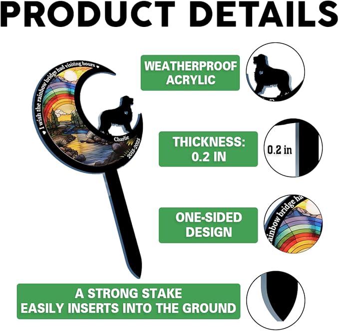 Pawfect House Custom Stain Glass Style Acrylic Garden Stake, Personalized Pet Memorial Sympathy Gifts for Dogs, I Carry Your Love Wherever I Go, Loss of Dog Sympathy Gift, Decorative Garden Stakes