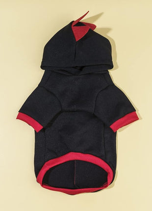 QWEEE Dinosaur Dog Hoodie - Warm Jacket for Puppy, Kitten, Small, Medium Dogs & Cats - Black, XL - Christmas & Halloween Costume